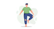 © rdyskmsh - Full body faceless male character doing balance exercise, stability training and fall prevention for diabetes flat vector illustration