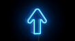 © sahenur89 - Neon Blue Arrow Up Icon Glowing on Black Background, Minimalist 3D Light Sign Symbol