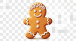 © Puji - A cheerful gingerbread man with white icing details, smiling and ready for the holidays.