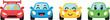© Sabbir Studio - Cute cartoon car characters set with smiling colorful vehicles front view illustration