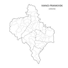  Vector Map of Ivano-Frankivsk Oblast with Administrative Subdivisions of Raions (Districts) and Hromadas (Communities) of Ivano-Frankivsk - Ukraine 2026