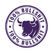 © alexpro - A circular stamp boldly declares 100 bullshit with a bull illustration