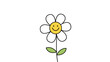 © Shoubj - Cheerful illustration of a white daisy flower with a bright yellow center and a happy smiling face on its core.