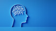 © peterschreiber.media - Conceptual artwork showing a 3D silhouette of a head with heap of question marks against blue wall