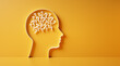 © peterschreiber.media - Conceptual artwork showing a 3D silhouette of a head with heap of question marks against yellow wall