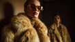 © Formoney - Two women wearing fur coats and gold jewelry pose for a photo. Scene is elegant and sophisticated