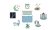 © Aris - Night Sleep Routine and Relaxation Vector Set, Healthy Bedtime Habits for Better Sleep and Mental Wellness