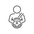 © Hemo - Driver icon wearing seatbelt and holding steering wheel, symbolizing safe driving, transportation, travel and vehicle operation, person symbol for traffic rules and road safety awareness