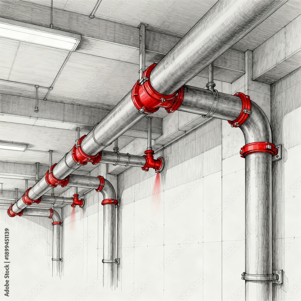 Pipes installed in buildings for fire suppression systems Stock Photo ...