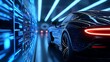 © Cieasha - Futuristic Autonomous Electric Vehicle in a High-Tech Digital Highway with Glowing Circuitry