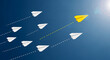 © fia - Leading the way A unique yellow paper plane guides its team towards new heights of creativity and achievement, symbolizing innovation and collective success