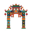 © Laila - Vibrant traditional archway, a grand cultural gateway symbolizing festive entrances and celebration, ideal for evoking the joyful spirit of Durga Puja