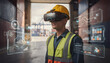 © Oleksandr - Augmented Reality Revolution: Dock Worker Navigating Logistics with Futuristic Tech for Efficiency, Enhanced Vision, and Streamlined Operations in Port Setting