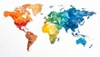 © Muji Creatives - Watercolor world map with vibrant abstract continents in bold colors