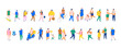 © Oksana_Latysheva - Panoramic banner with isometric people in colorful city life activities — walking, cycling, family, food delivery, fitness, urban lifestyle diversity illustration.