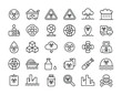 © Betto - Vector set of icons featuring hazardous waste and pollution symbols in black and white