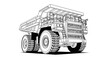 © siti - Massive Mining Dump Truck Line Art Illustration.