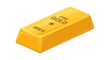 © Isantoh - A single gold bar with 'FINE GOLD' and weight '999.9' stamped on it viewed from an angle on a plain white surface