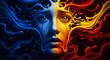 © Keyzz - Vibrant split face illustration with colorful liquid effects