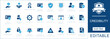 © Pixel Flat Design - credibility and trust icon set. Vector symbols for secure payment, quality assurance, brand reliability, compliance, and web safety.