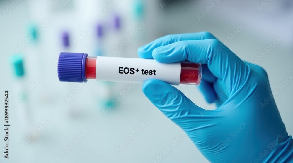 Eos Lab Value Doctor holding blood sample tube for eos test, laboratory diagnostics ...
