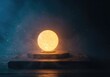 © Sayfar - Ethereal glowing sphere resting on an ancient wooden altar, shrouded in mystic fog and shimmering starlight. Perfect for fortune telling and cosmic spirituality ,fantasy ,orb ,altar