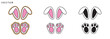 © Badman - Bunny faces. Rabbit ears and footprint, paws, hole vector illustration on a white background
