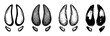 © David - Set of four hand-drawn cloven hoof prints in various artistic styles including outline, crosshatch, sketch, and grunge, showing a collection of wildlife tracks