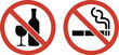 © Mossadessur Rahman - No Alcohol and No Smoking Prohibition Icon Set for Health and Safety Rules