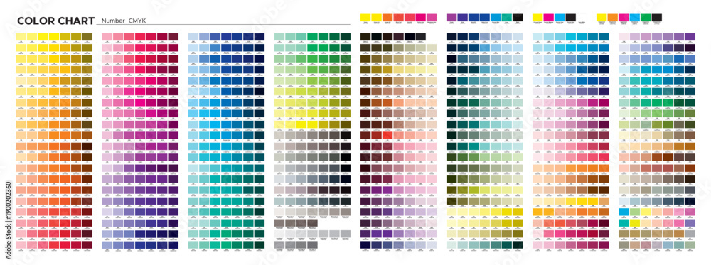 Color Prepress Image vectorielle Stock Color chart. CMYK colors on coated paper. Print ...