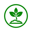 © AdalmineStudio - Green Plant Sprout Icon in Circle, Eco Friendly Seedling and Nature Growth Symbol for Sustainability Logo