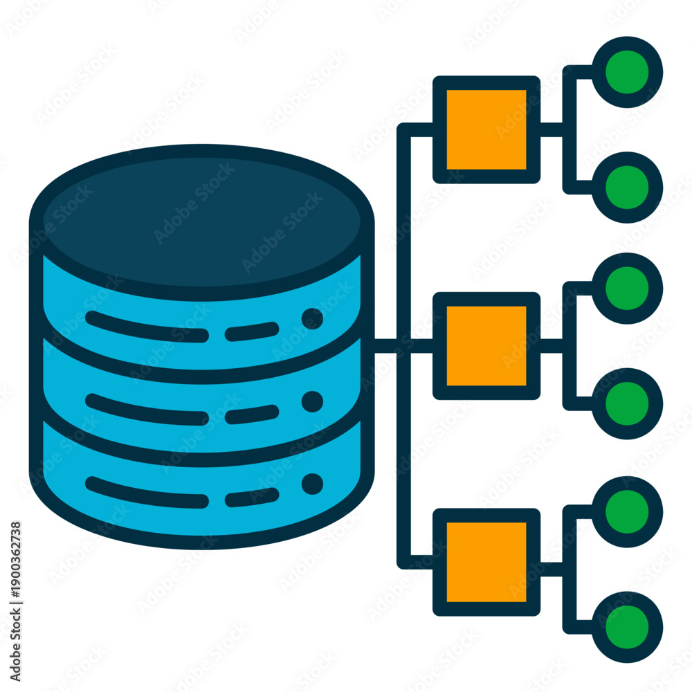 Data structure icon in database storage in data center Stock Vector ...