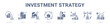 © Jefri - Investment Strategy web banner icon vector illustration concept ,  with icon of Investment, Capital, Asset, Cashflow, ROI, Profit.