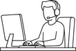 © inam AI - Customer Support Agent Silhouette Vector Call Center Help Desk Illustration