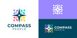 © Hi_std - Creative simple compass people logo template. Abstract compass with people human person family leadership teamwork logo design vector illustration.
