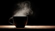 © Akanei - crema. Steaming coffee cup on a dark surface, capturing the essence of a cozy morning ritual. bar promotions, beverage menus, designed for food & beverage menus and cafe branding.