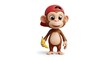 © MohEmylAdlan - A cartoon monkey wearing a red cap stands holding a banana in a playful scene