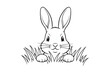 © sreemotiaroty - Rabbit Coloring Page Vector Illustration, Easy Bunny Line Art Design, Rabbit outline line art vector