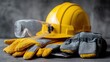 © Mas - Safety equipment hard hat gloves and safety glasses