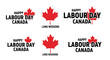 © Jonan - Six different graphic designs featuring the Canadian Maple Leaf symbol and the text 'Happy Labour Day Canada' and 'Long Weekend'.