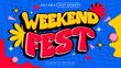 © hiznysyahril - Weekend fest text effect. Retro groovy and vintage editable text effect template