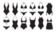 © Md - Modern swimsuits and high waisted bikini silhouettes set for contemporary women beachwear fashion