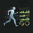 © Efan - Abstract Human Figure Running with Data Visualization Elements.