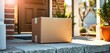 © Bamphen - Delivery box on doorstep, sunlight reflecting,  warehouse,  delivery