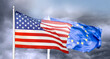 © cunaplus - Tense relations between European Union and the United States. Concept of conflict