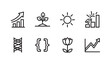 © VCT - Growth Icons: Seedling, Sun, Graph, Code, Flower, Chart, Coil, Success