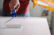 © Ievgen Skrypko - During The Home Renovation Process, A Girl Paints A Wooden Board White Using A Roller