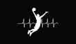 © premiumsvgdesign - Silhouette of an athlete dunking a basketball with a heartbeat pulse graphic in the background bold white design on black