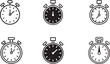 © MDTUHIN - Stopwatch timing icon set vector line art, clock alarm pictogram, countdown timer icons