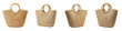 © Vini 7 - Natural Woven Straw Beach Tote Bag With Round Wooden Handles Collection Isolated On White Background PNG
